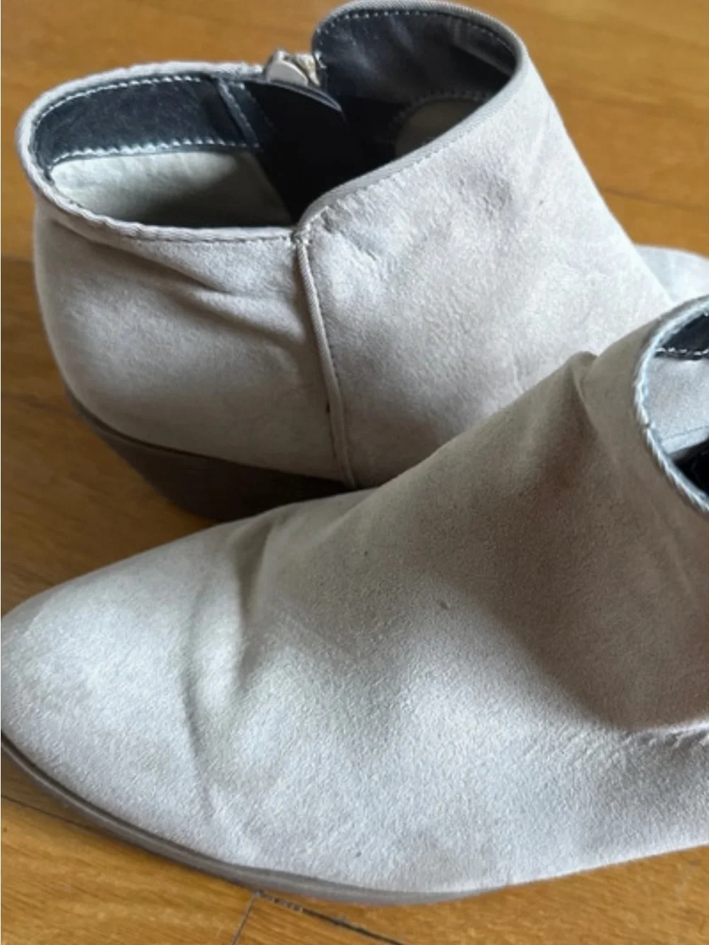 Vera Wang Light Beige Suede Ankle Booties